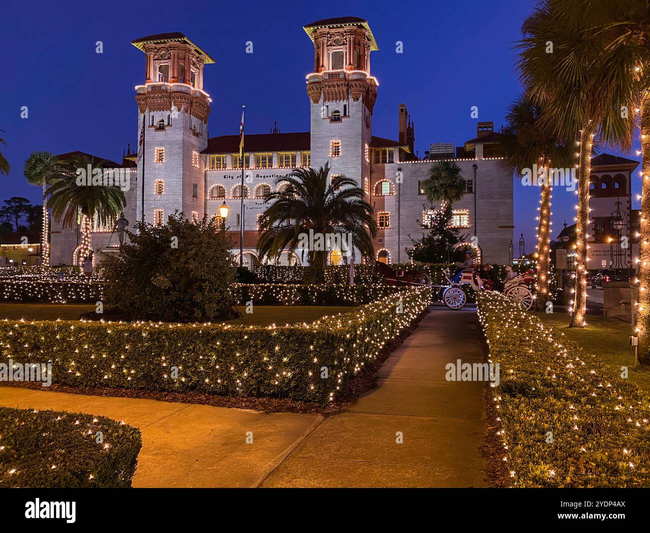 The Lightner Museum Formerly Hotel Alcazar During The Nights of Lights Holiday Celebration, St. Augustine, Florida, USA - Smartphone Captured Stock Image