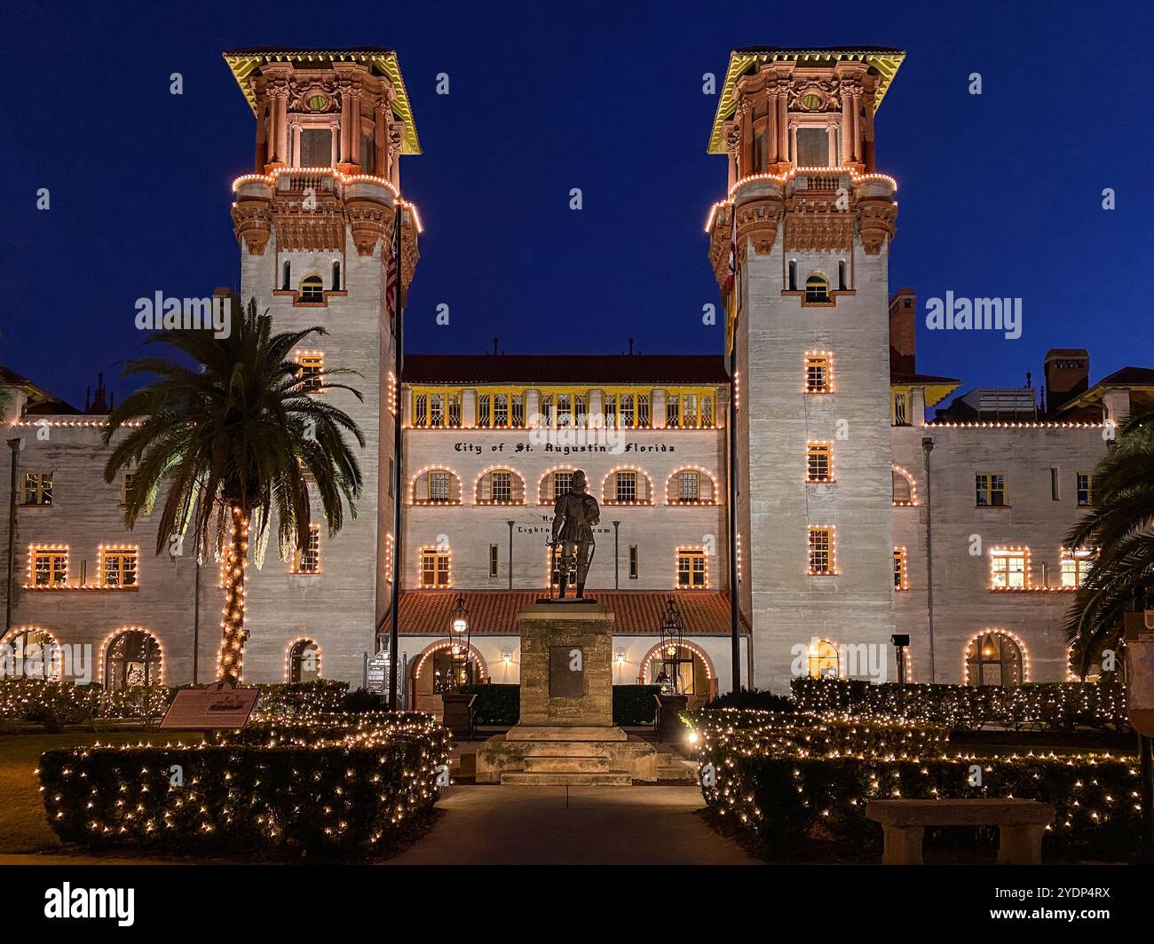 The Lightner Museum Formerly Hotel Alcazar During The Nights of Lights Holiday Celebration, St. Augustine, Florida, USA - Smartphone Captured Stock Image