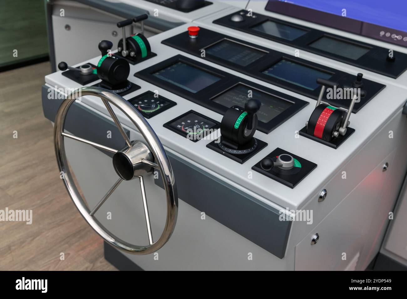 Marine navigation simulation system, ship control panel with steering ...
