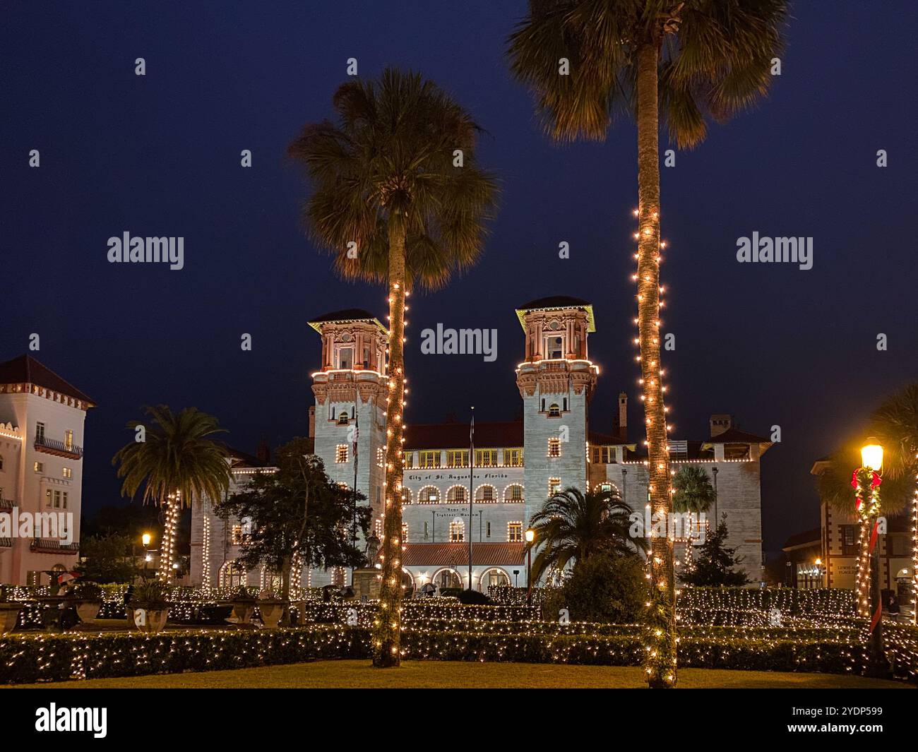 The Lightner Museum Formerly Hotel Alcazar During The Nights of Lights Holiday Celebration, St. Augustine, Florida, USA - Smartphone Captured Stock Image