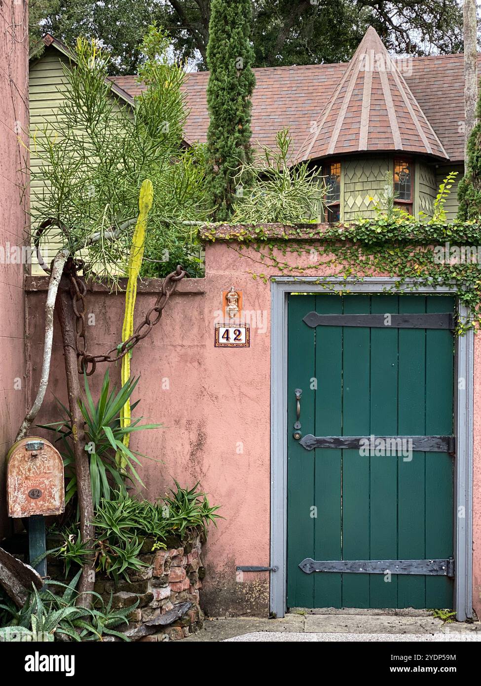 Garden Gate in St. Augustine, Florida, USA - Smartphone Captured Stock Image