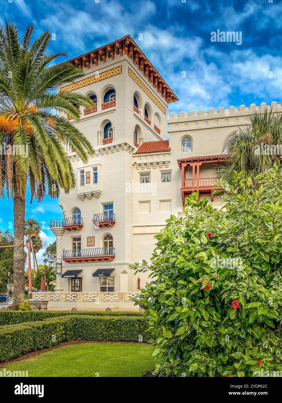 Casa Monica Hotel Formerly Cordova Hotel During The Nights of Lights Holiday Celebration, St. Augustine, Florida, USA - Smartphone Captured Stock Image