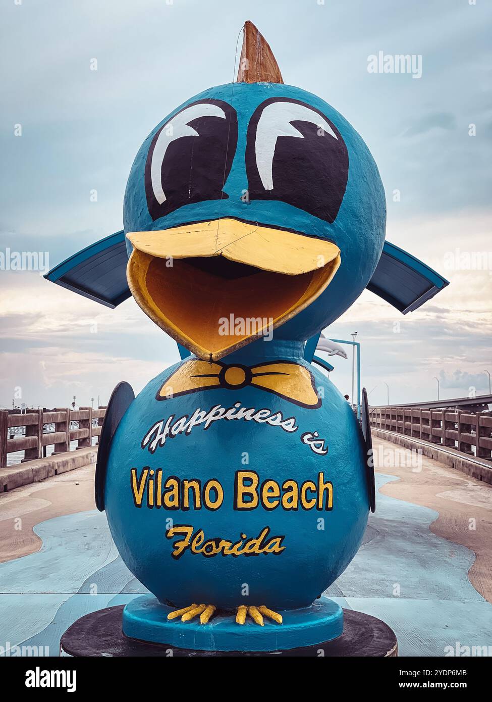 Bluebird of Happiness Statue on the Vilano Beach Pier, Vilano Beach, Florida, USA Stock Photo