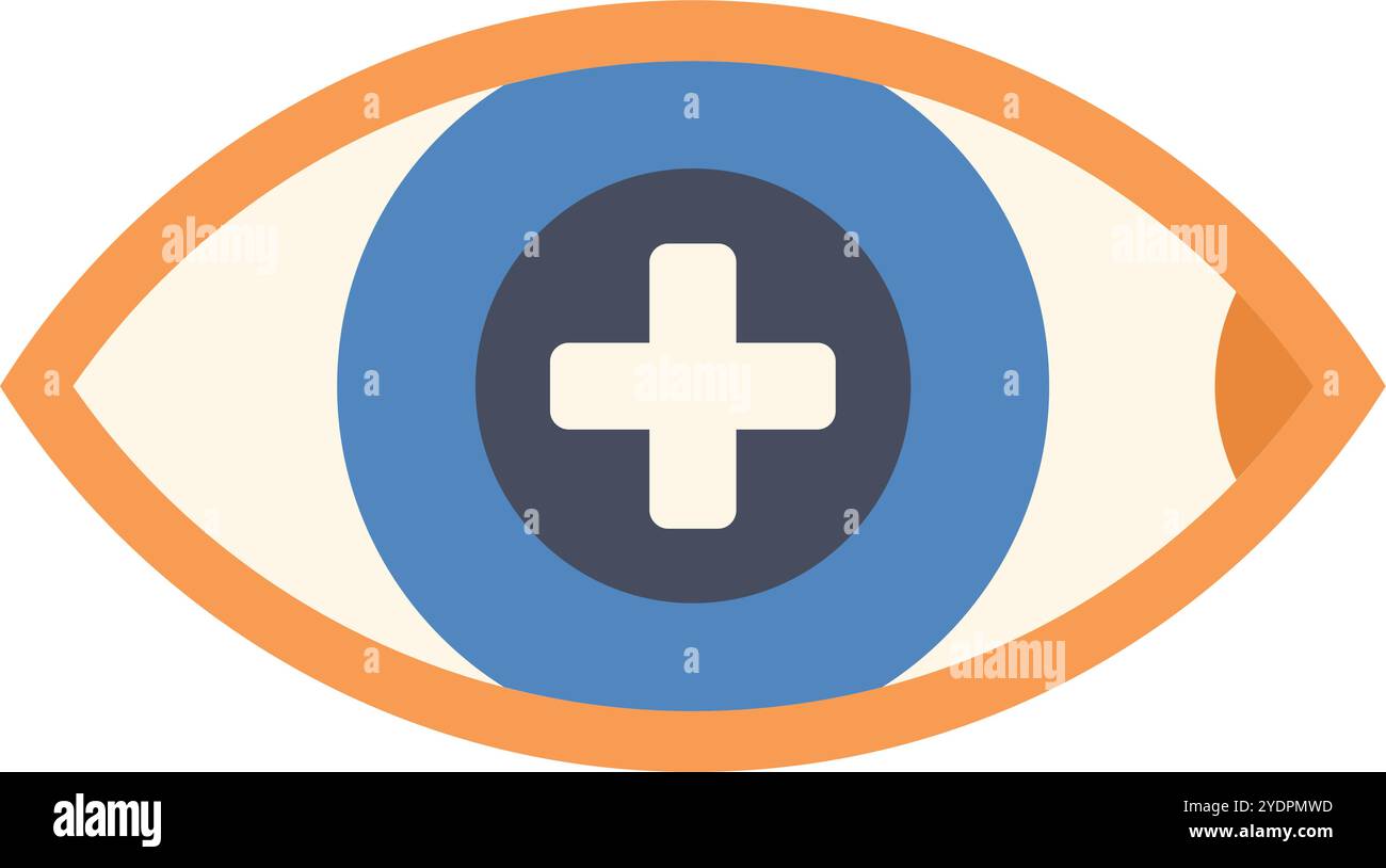 Stylized human eye focusing on add button with plus sign inside ...