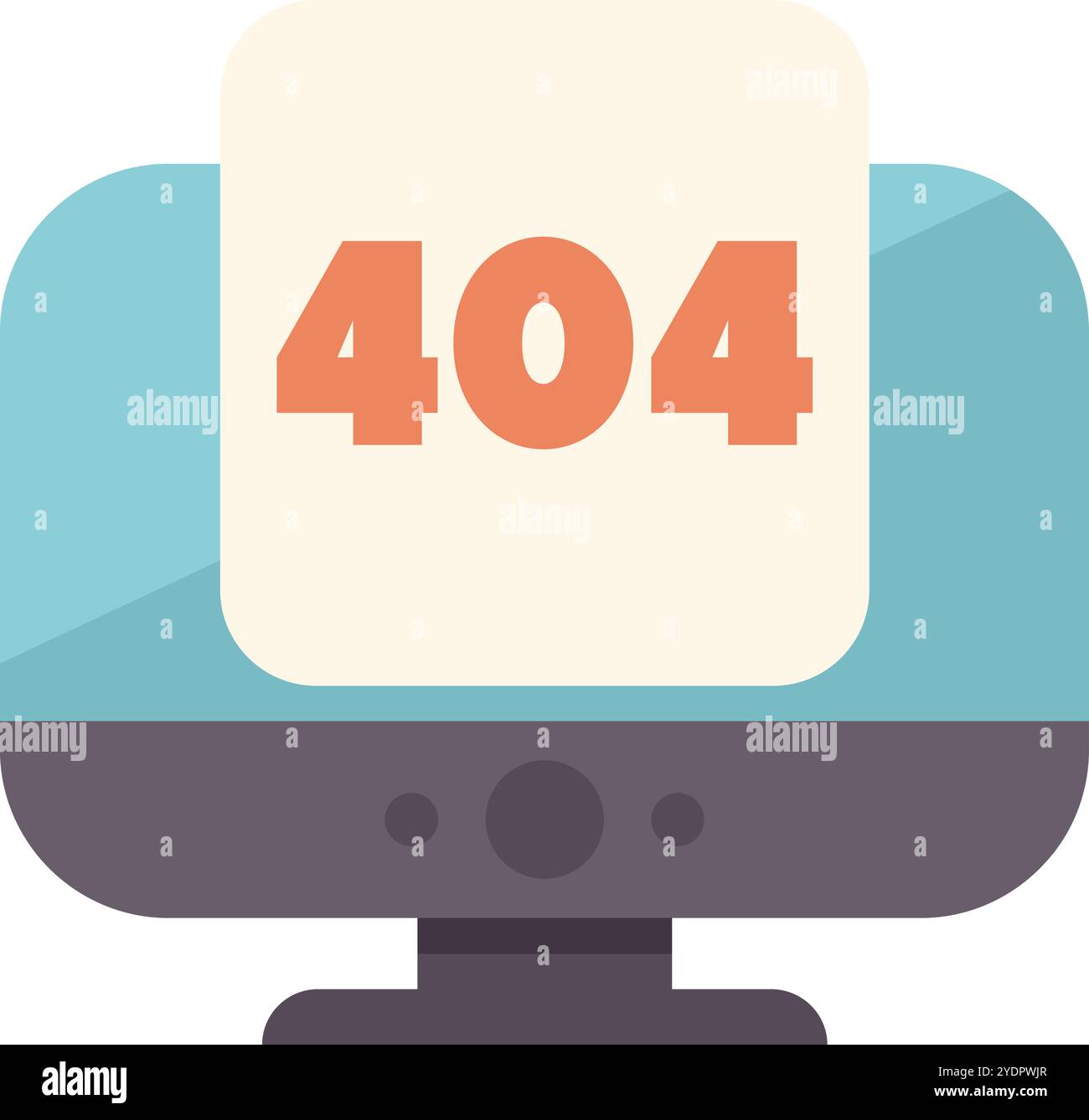 Desktop computer is showing a 404 error message on its screen Stock Vector