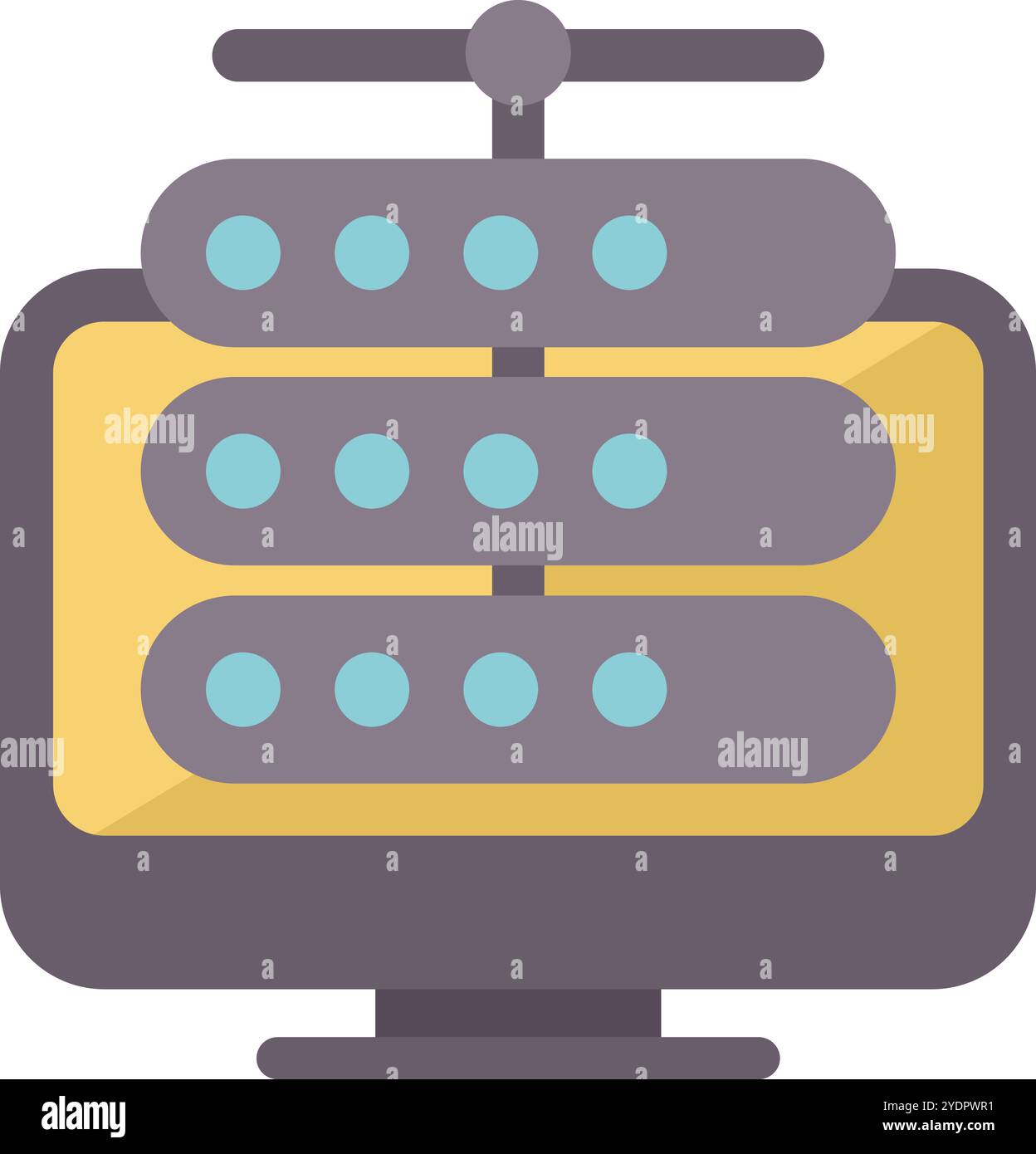 Servers connected to internet with database management system displayed on a computer screen Stock Vector