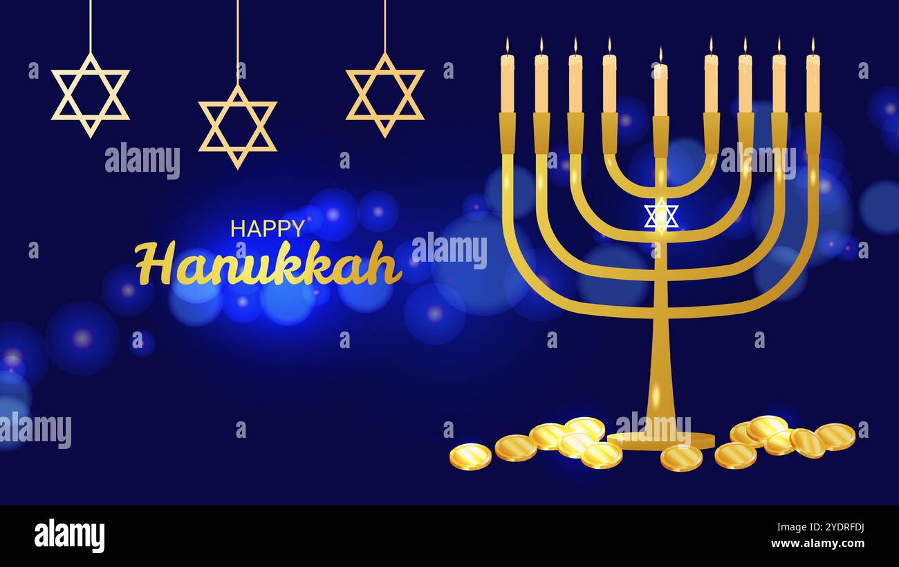 Hanukkah Jewish holiday sign of spiritual rebirth. Stars of David