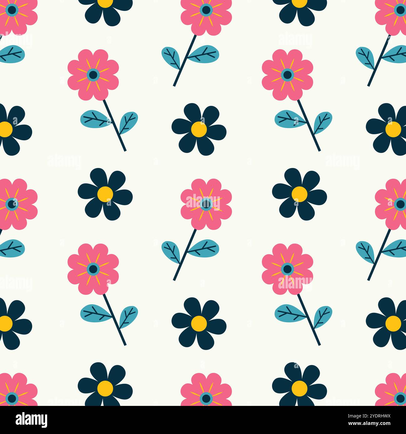 Seamless floral vector pattern in vivid colors. Stock Vector