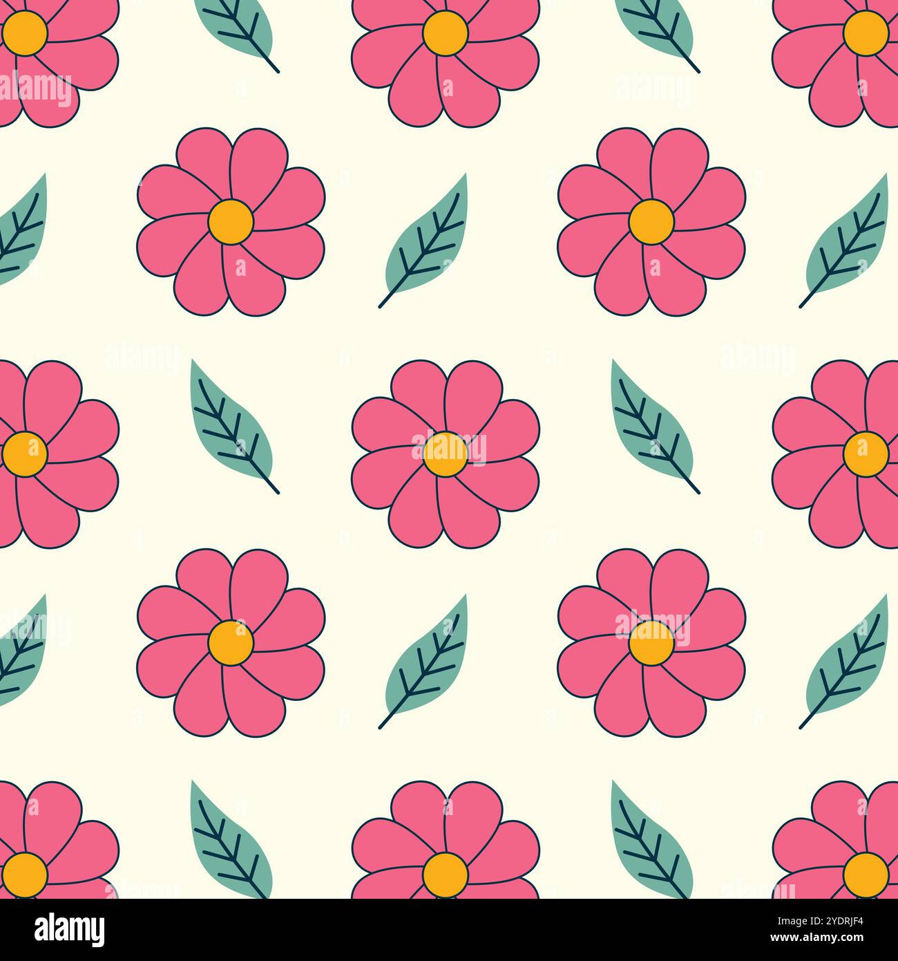 Seamless floral vector pattern in vivid colors. Stock Vector