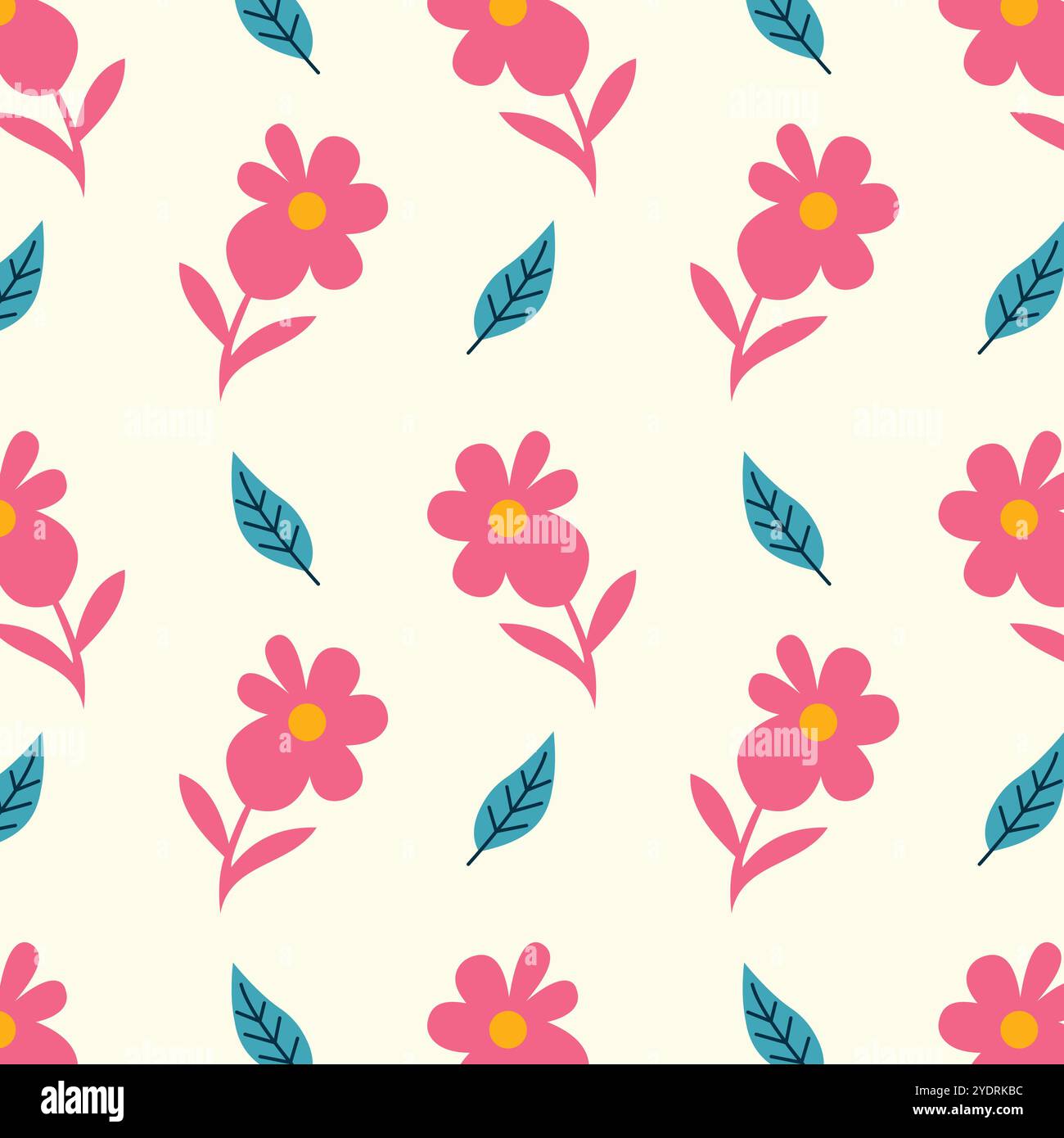 Seamless floral vector pattern in vivid colors. Stock Vector