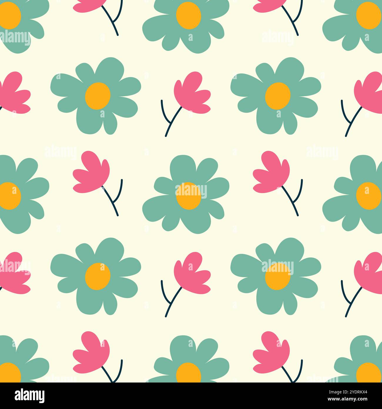 Seamless floral vector pattern in vivid colors. Stock Vector