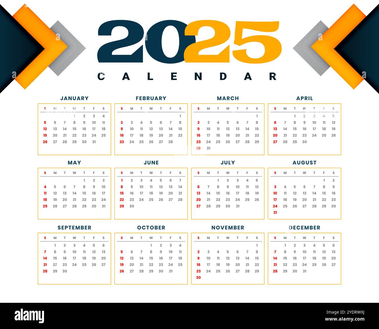 2025 monthly calendar layout a printable design vector stock vector