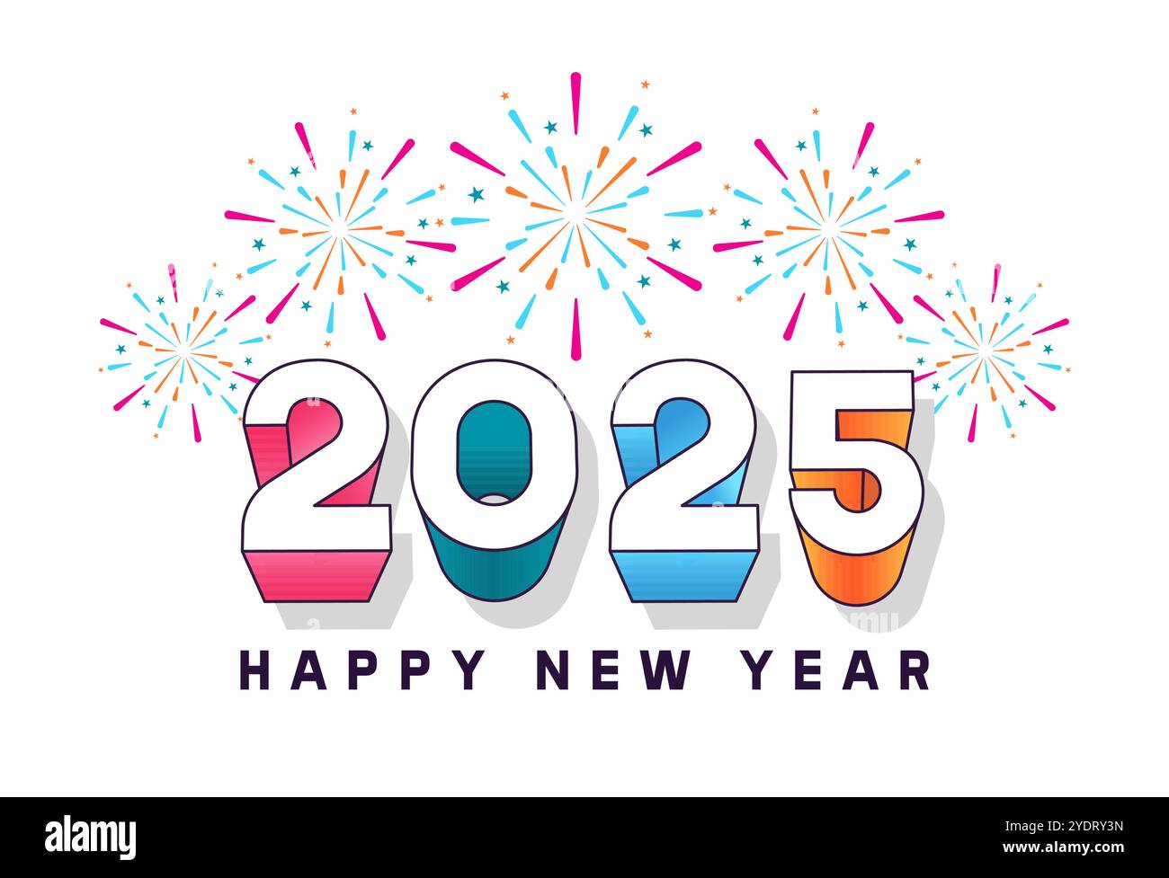Happy new year 2025 background. 3d text, explosion of fireworks in ...