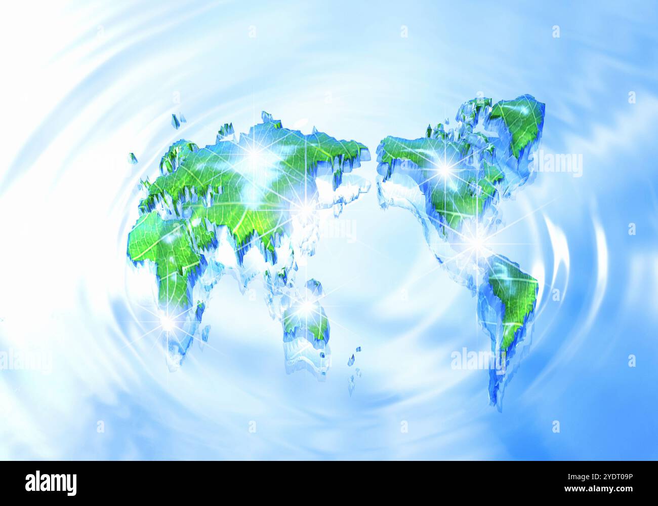 World map and ripples Stock Photo - Alamy