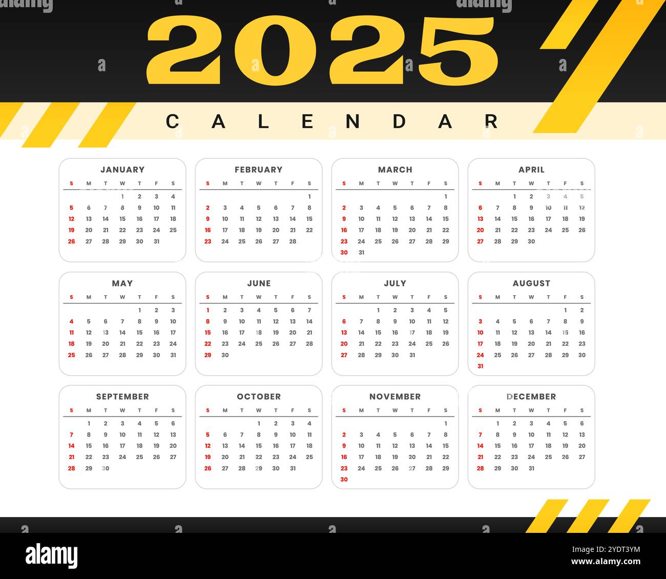 2025 full page calendar template office desk or wall vector Stock Vector Image & Art Alamy