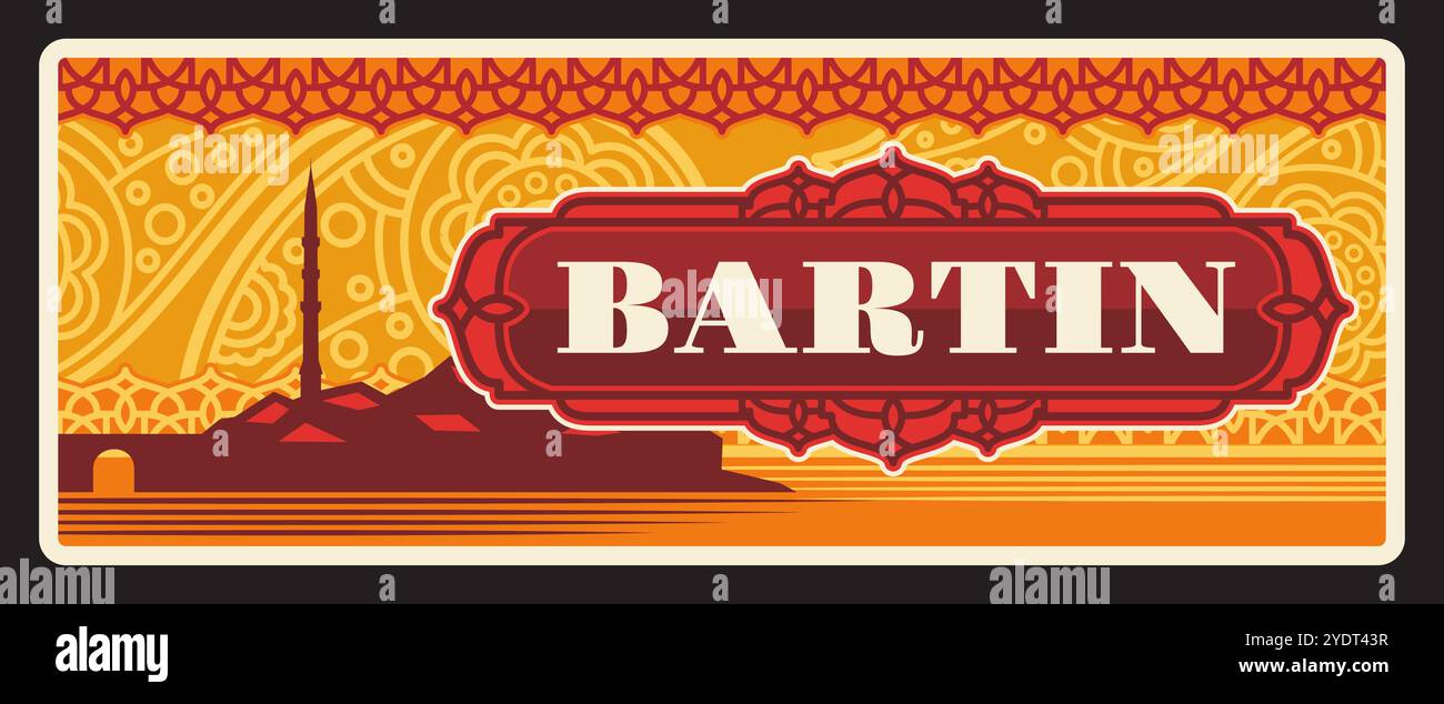 Bartin Turkey province vintage travel plate beacon tower and oriental ...
