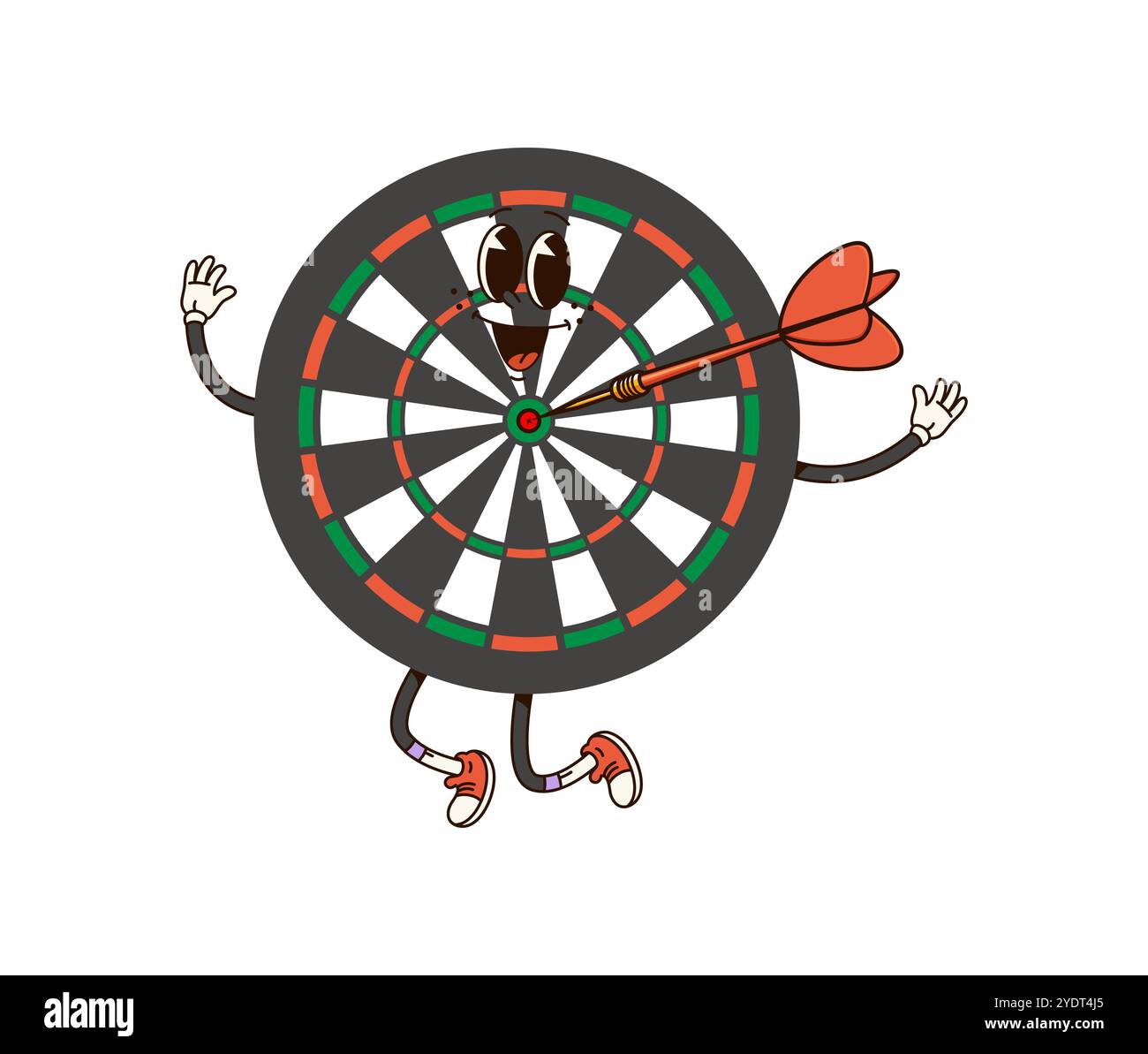Groovy darts sport character. Cartoon vector playful dartboard ...