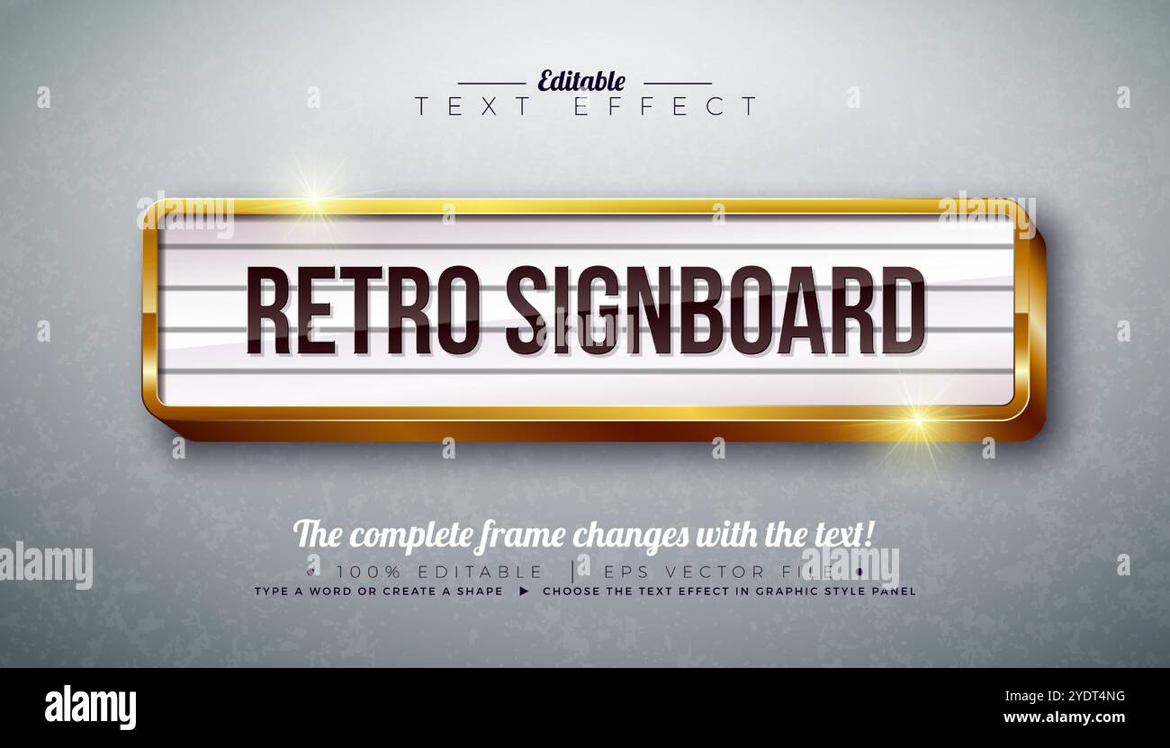 Retro Signboard 3D Text Effect Design Editable and Scalable Vector ...