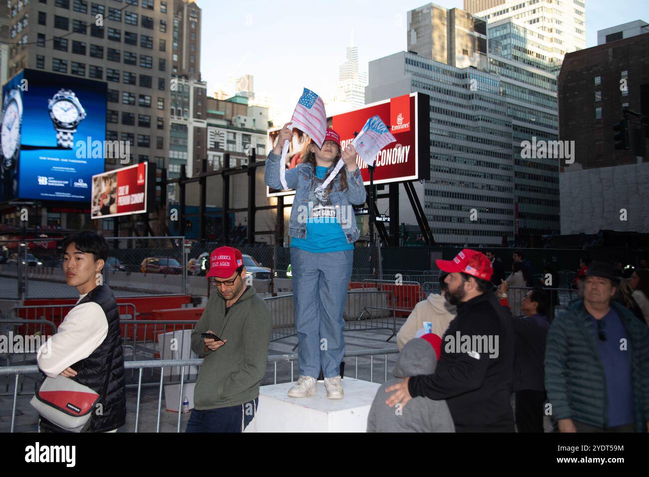 New York, NY. October 27th, 2024. Trump supporters line up for entry ...