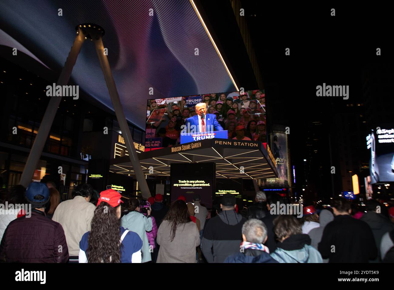 New York, NY. October 27th, 2024. Trump supporters line up for entry ...