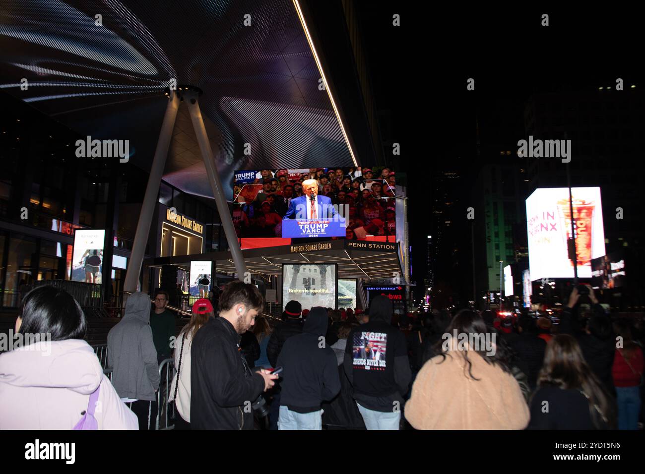 New York, NY. October 27th, 2024. Trump supporters line up for entry ...