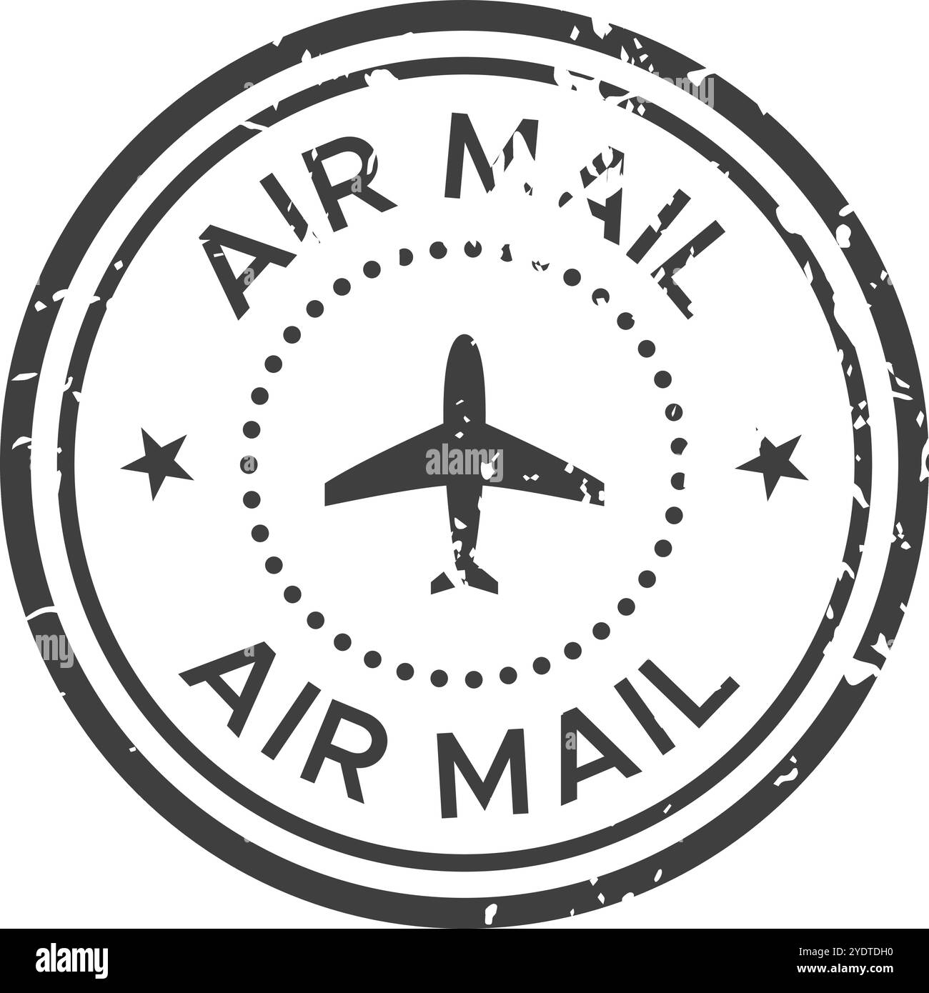 Black ink grunge rubber stamp reading air mail with airplane silhouette ...