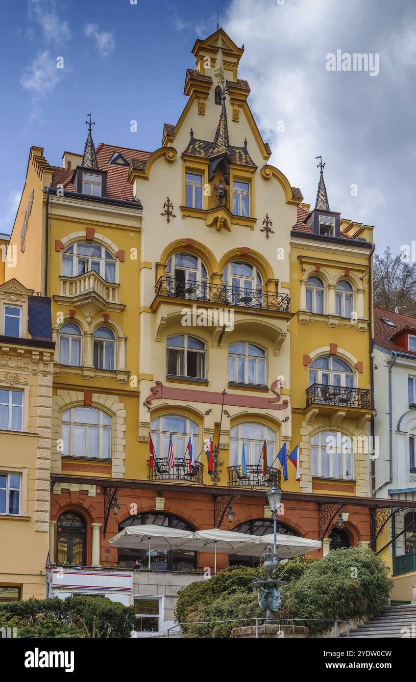 Building of Romance hotel in Karlovy Vary, Czech republic Stock Photo