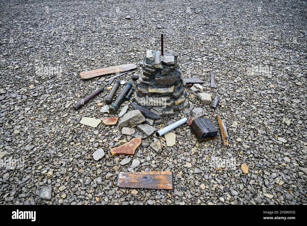 Gravestone from the Franklin expedition, Beechey island, Nunavut, Canadian Arctic, Canada, North America Stock Photo