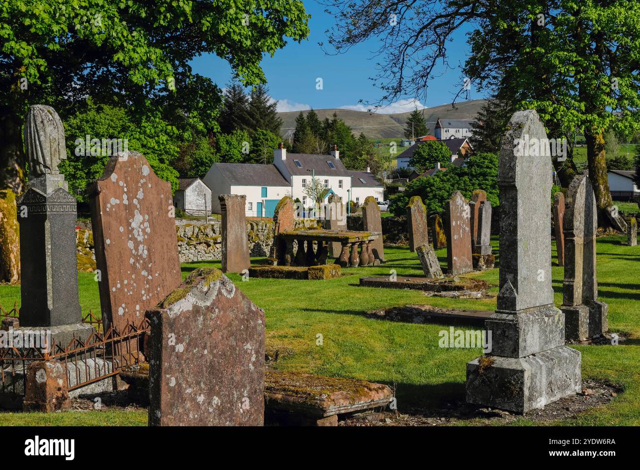 The historic graveyard at this former mining settlement and second highest village in Scotland, Leadhills, South Lanarkshire, Scotland, United Kingdom Stock Photo