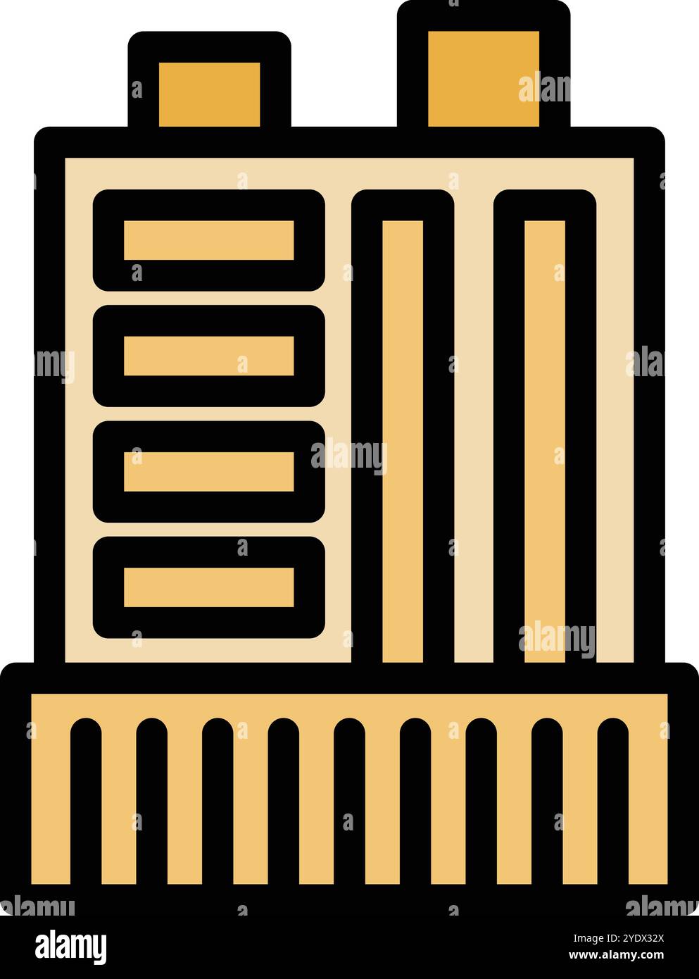 Simple vector icon of a modern building with columns, representing a ...