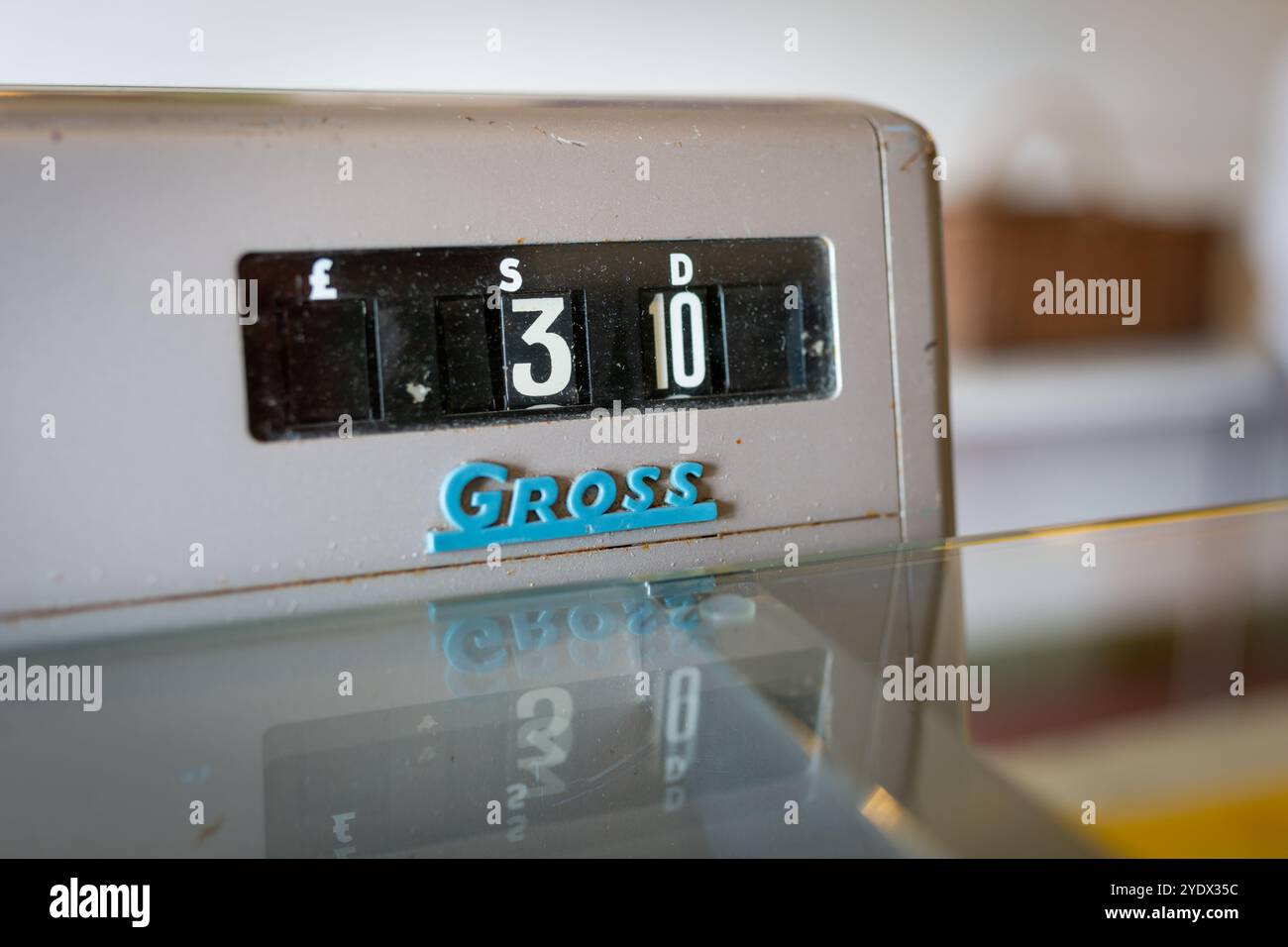 Vintage Mechanical Cash Register Display in Close-Up Stock Photo
