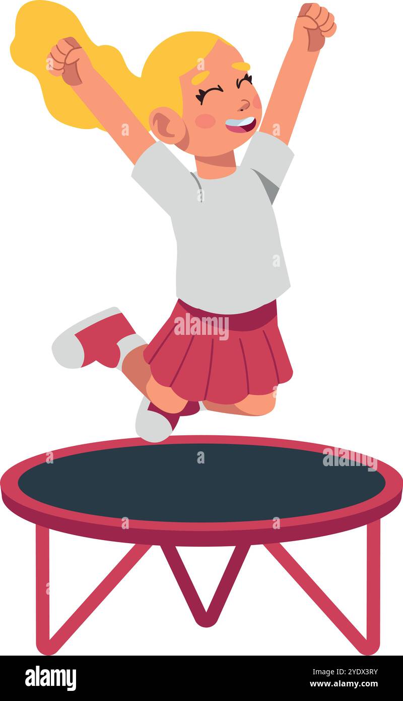 Child jumping on a trampoline Stock Vector Images - Alamy