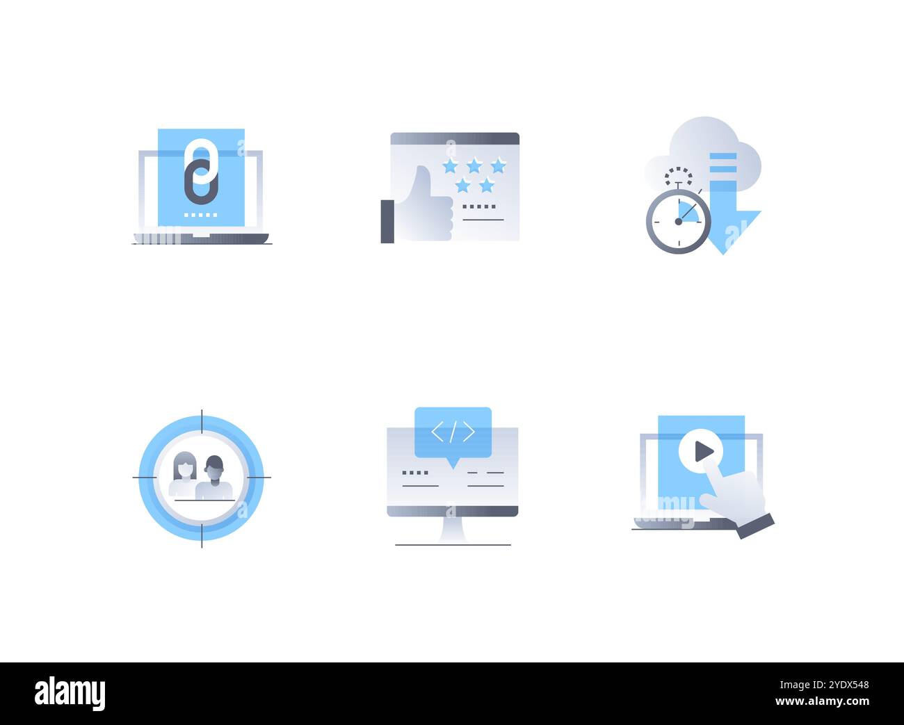 Online and technology - flat design style icons set Stock Vector