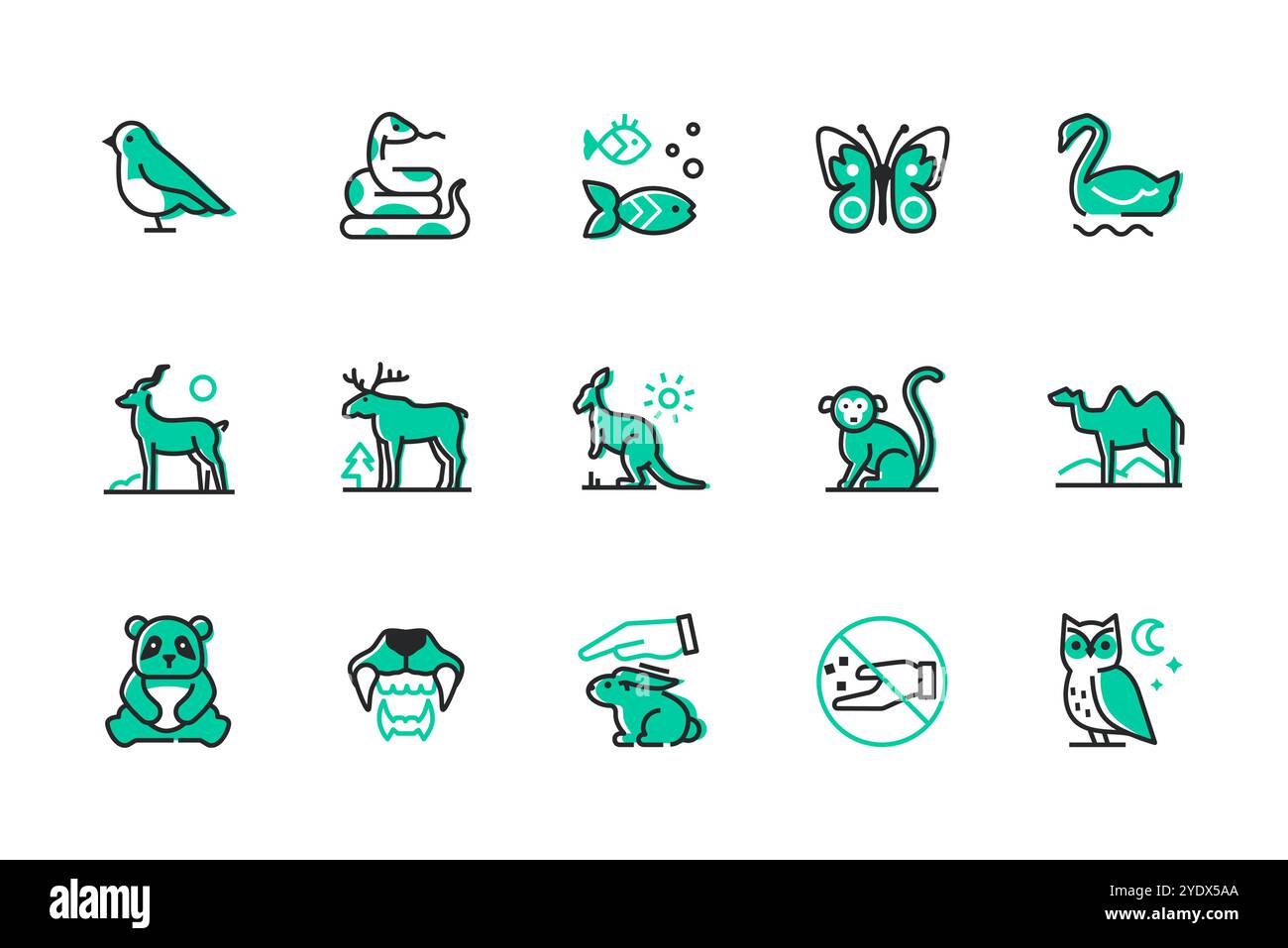Diversity of fauna - set of line design style icons Stock Vector Image ...