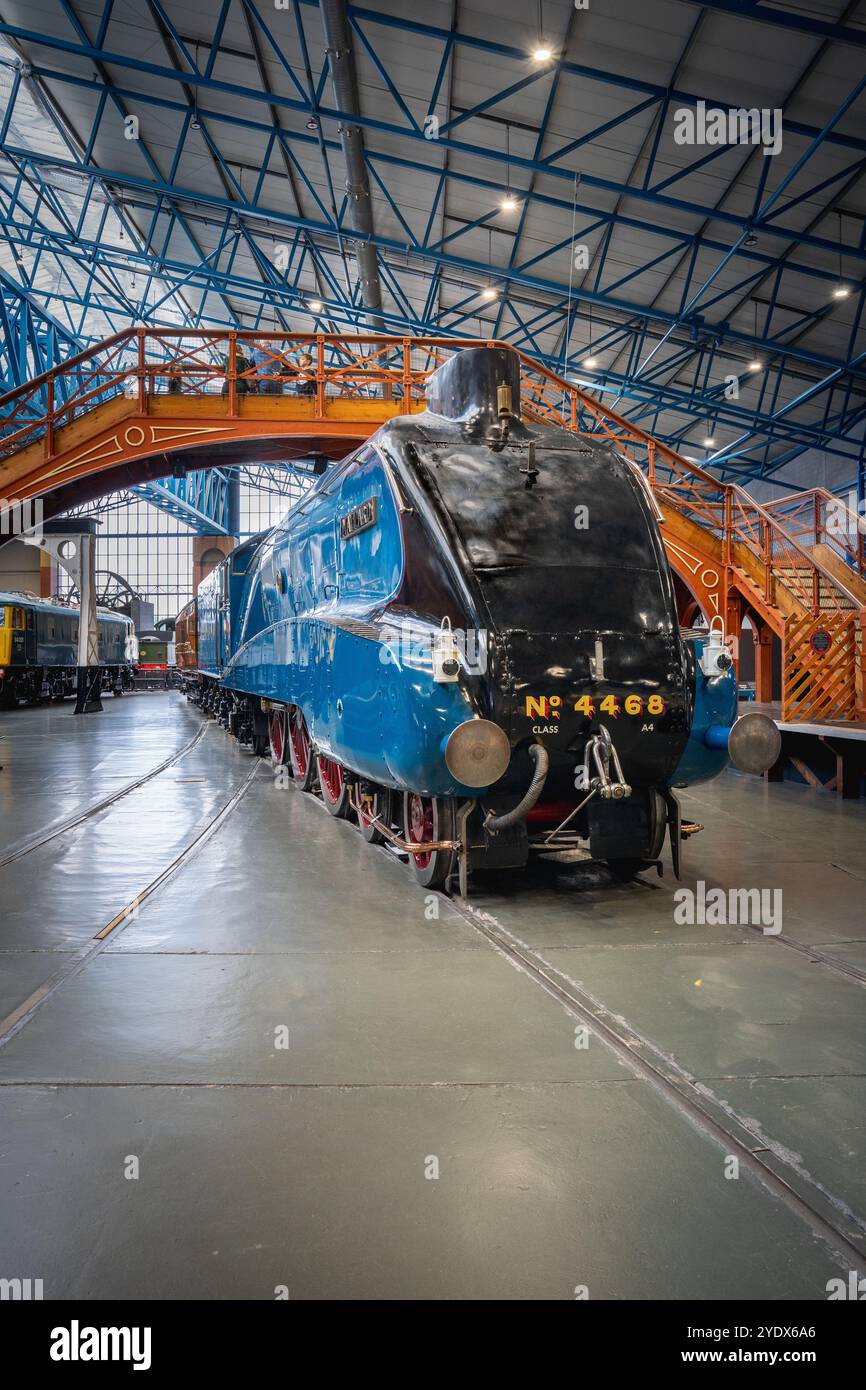 NRM, YORK, UK - OCT 6, 2024. A vertical panorama view of The Mallard steam Locomtive situated in The National Railway Museum in York Stock Photo