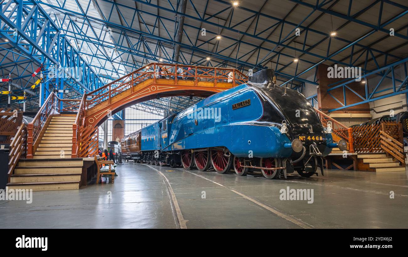 NRM, YORK, UK, OCT 6, 2024. A view of The Mallard steam Locomtive situated in The National Railway Museum in York Stock Photo