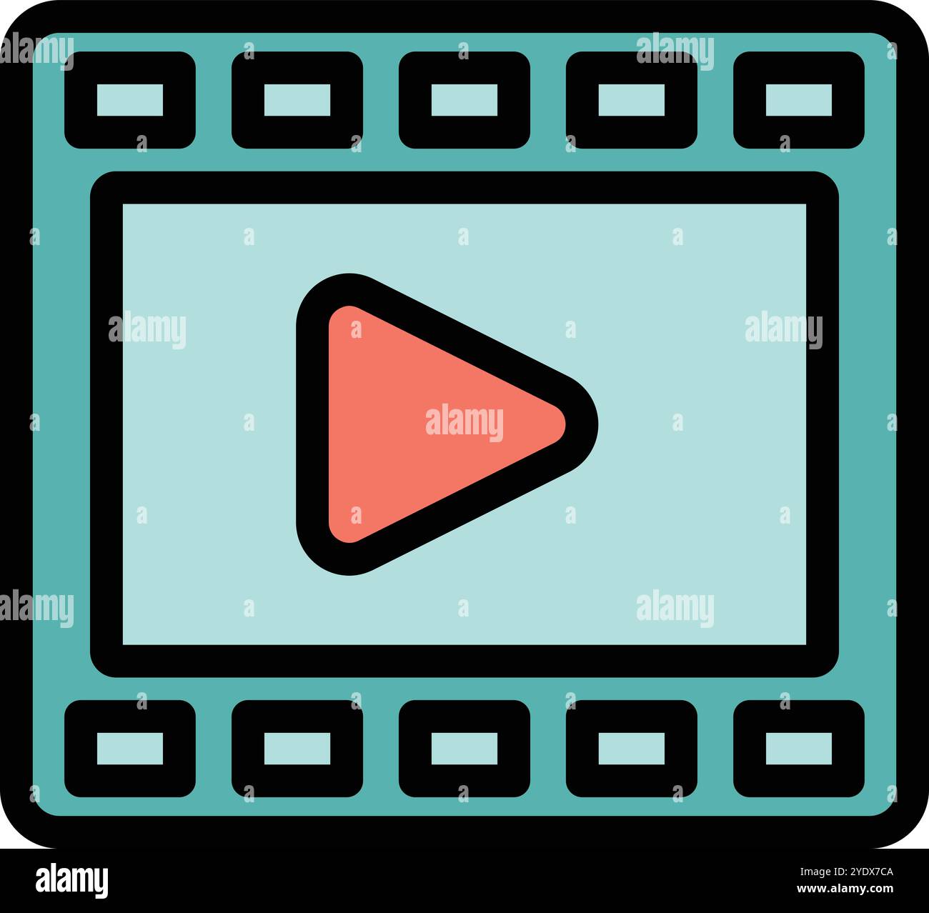Simple video player with a play button, perfect for depicting streaming platforms or video content Stock Vector