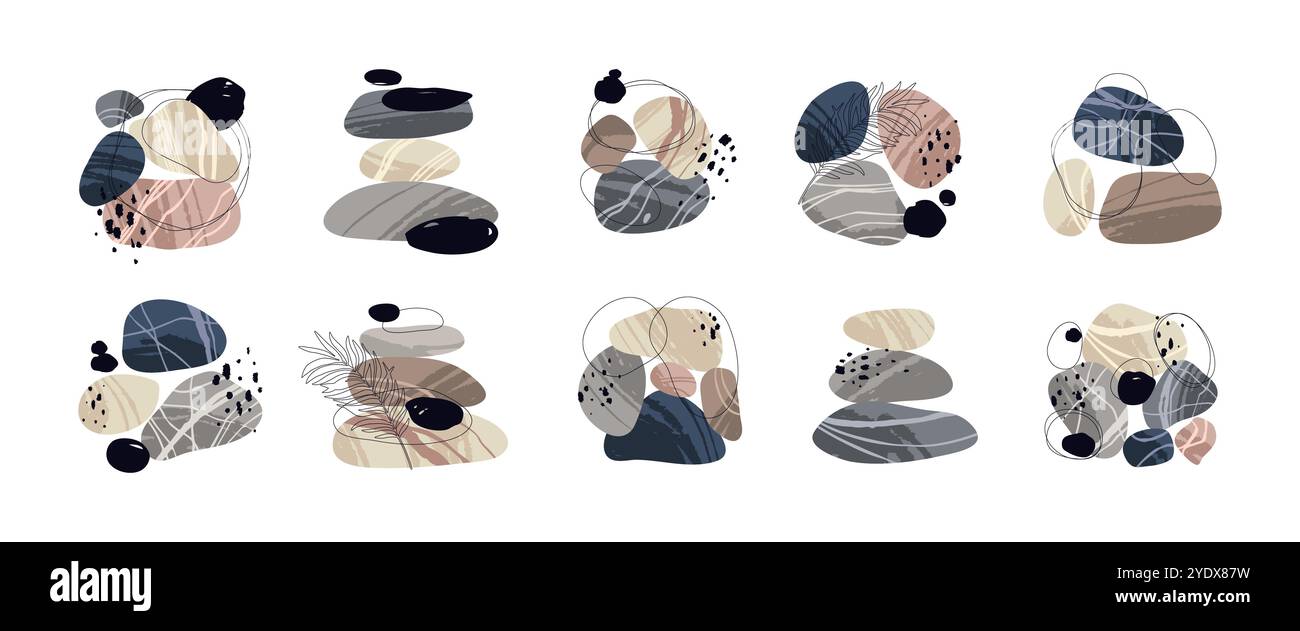Simplistic Rounded Rocks Rounded stones pebbles Stock Vector Images - Alamy