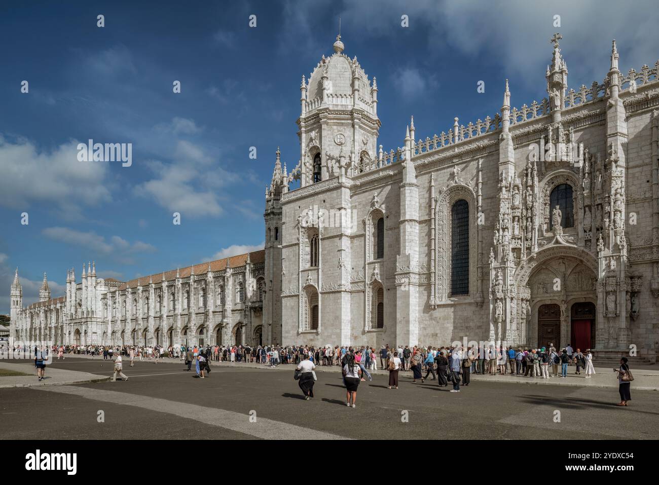 View of the exterior facade of the famous and emblematic Jerónimos ...