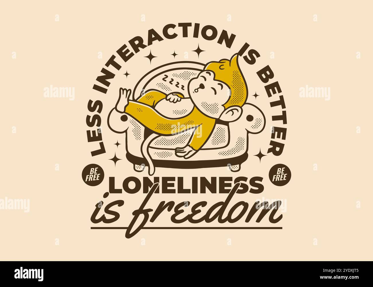 Less interaction is better. Character illustration of monkey sleep on ...