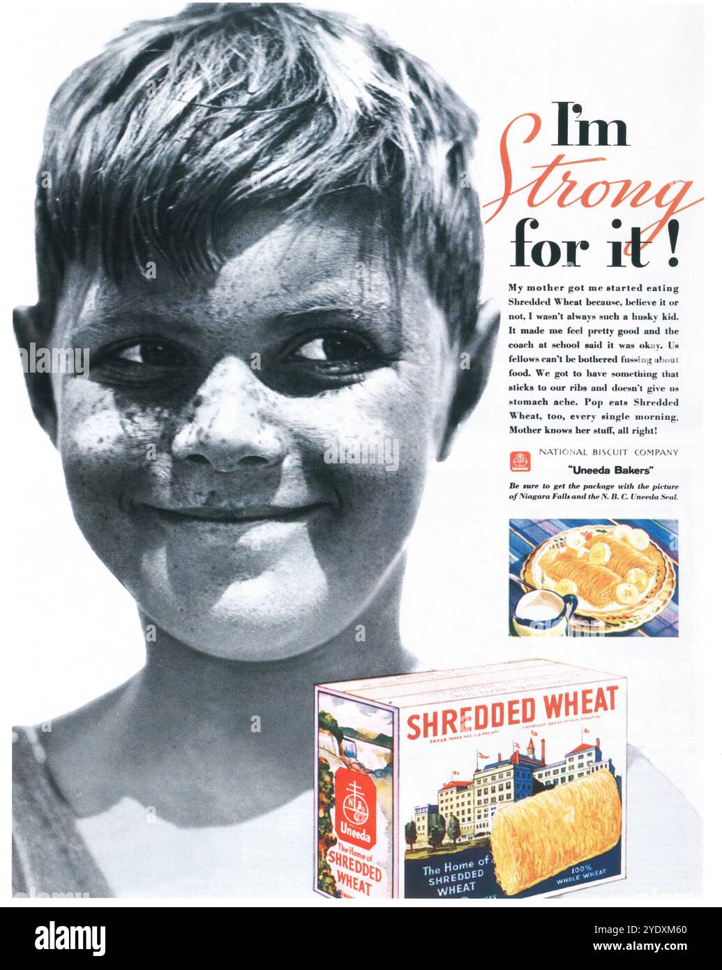 1934 Uneeda Bakers Shredded Wheat Ad - National Biscuit Company Stock Photo