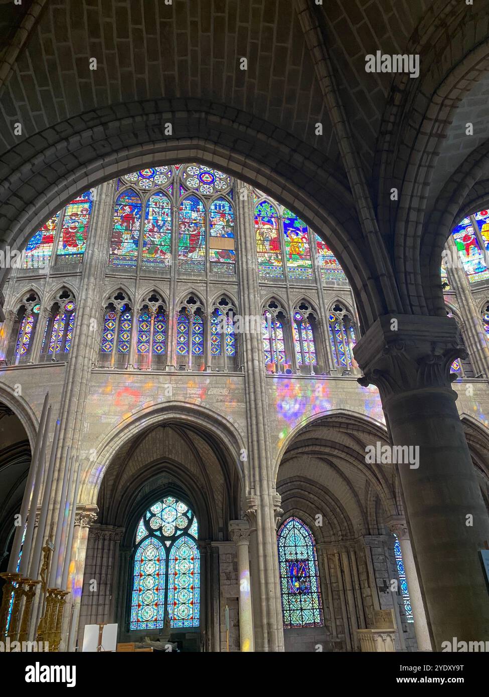 Basilica of Saint-Denis interior stained glass - Smartphone Captured Stock Image
