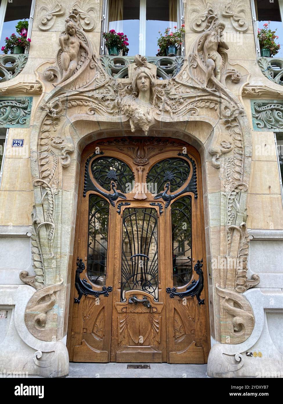 Paris 7th arrondissement Jules Lavirotte Building - Immeuble Lavirotte - Smartphone Captured Stock Image