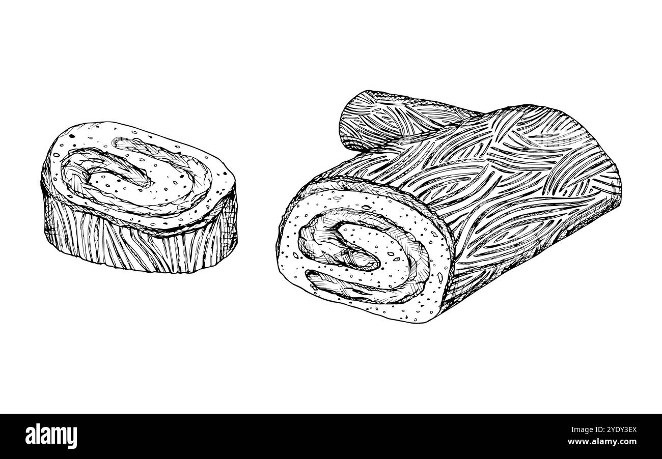 A festive yule log cake, buche de Noel, Christmas holiday meal ...