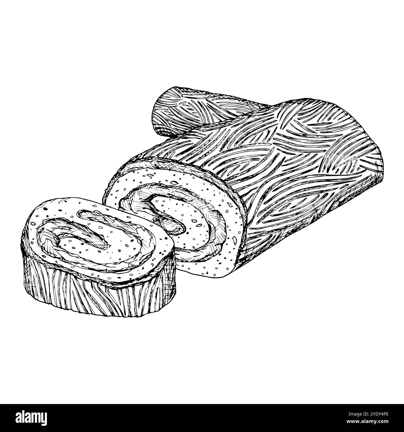 A festive yule log cake, buche de Noel, Christmas holiday meal ...