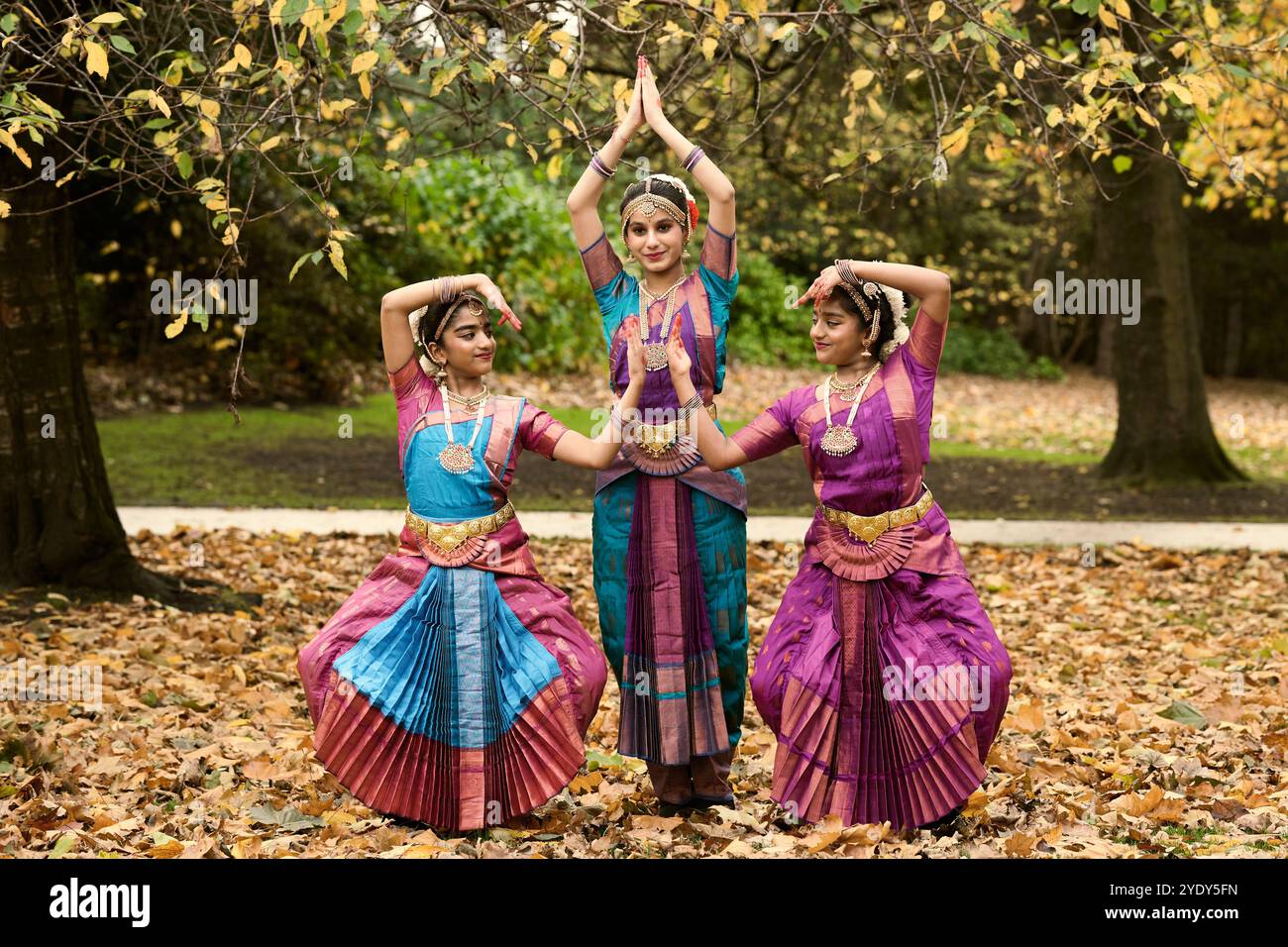 Edinburgh Scotland, UK 28 October 2024. Dance Ihayami performers at the Ross Bandstand in Princes Street Gardens ahead the Diwali event which takes place on Sunday 3rd November 2024 with a multicultural parade through the city centre and performances in Princes Street Gardens. credit sst/alamy live news Stock Photo