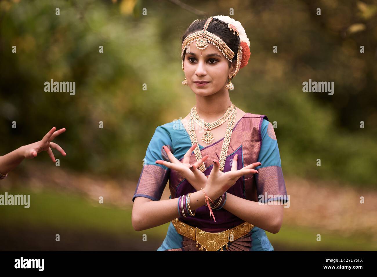 Edinburgh Scotland, UK 28 October 2024. Dance Ihayami performers at the Ross Bandstand in Princes Street Gardens ahead the Diwali event which takes place on Sunday 3rd November 2024 with a multicultural parade through the city centre and performances in Princes Street Gardens. credit sst/alamy live news Stock Photo