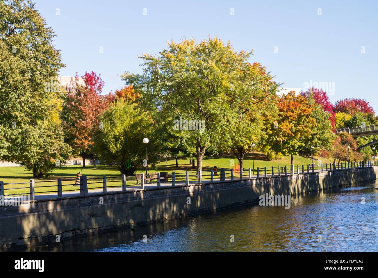 Kin Park Rideau Rideau Canal in Ottawa, Canada during the autumn season. Fall foliage ...