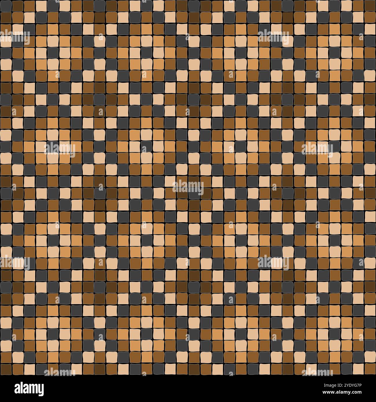 Brown mosaic tiles decorative seamless pattern Stock Vector