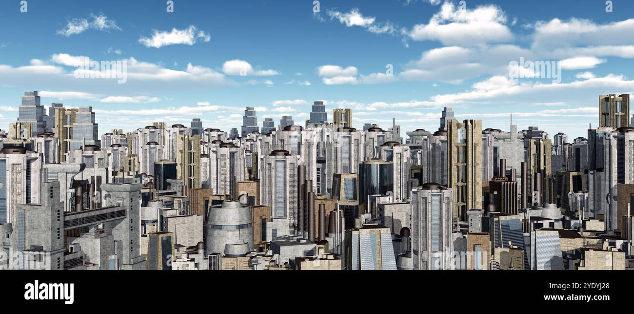 Cityscape with futuristic skyscrapers Stock Photo